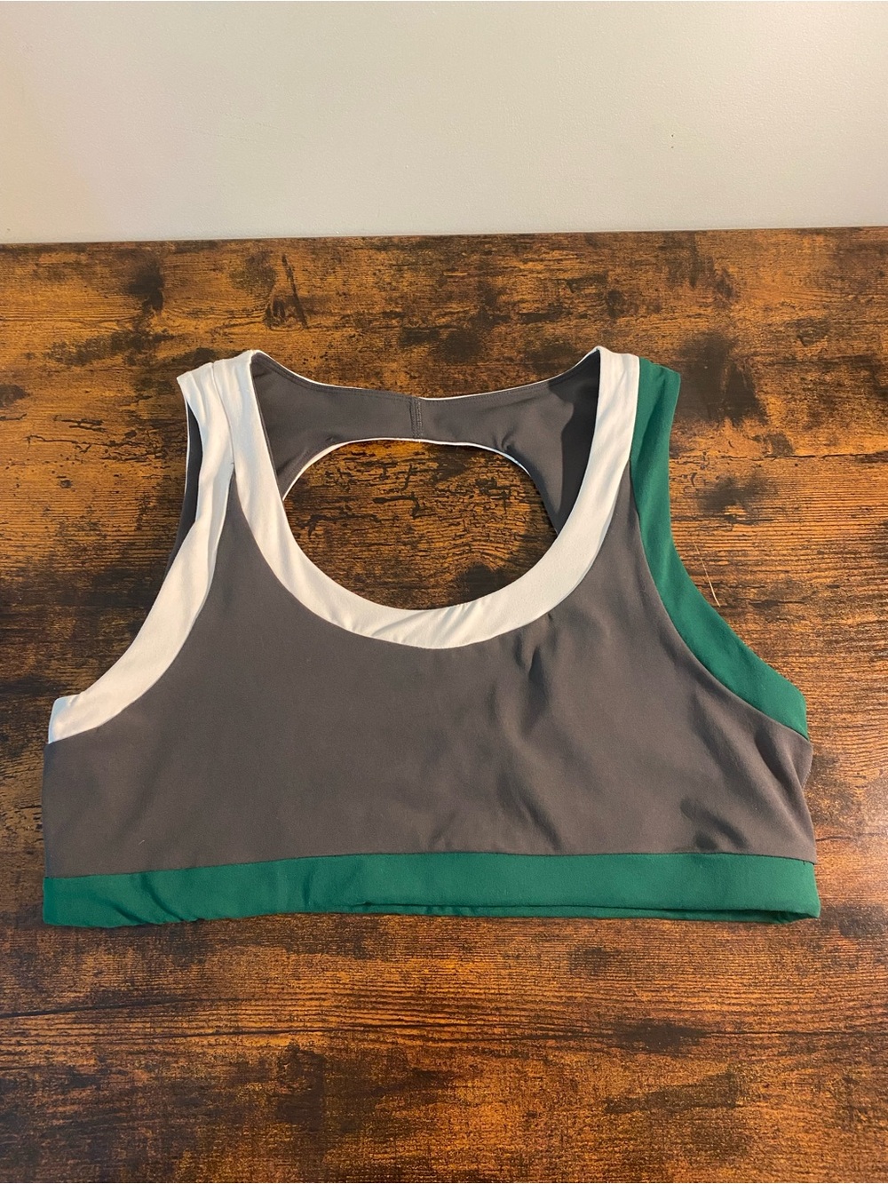Free People Movement Gray, Green & White Scoop-Back Sports Bra